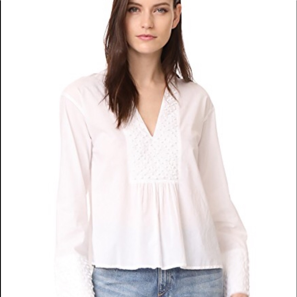 Theory Matara Blouse Pebbled White Large